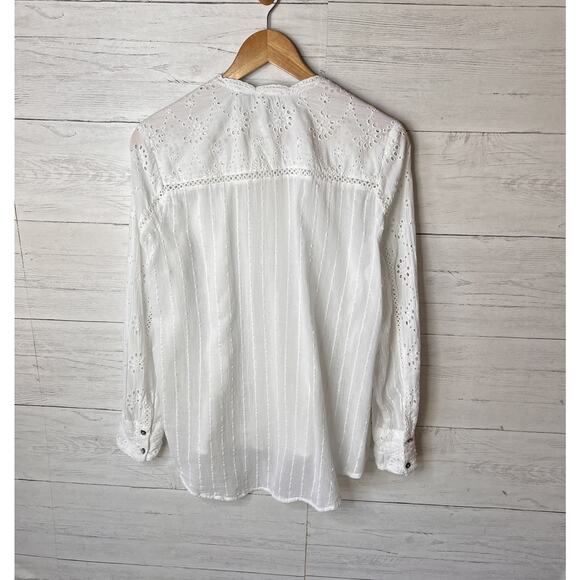 Sundance Top Womens Size Large White Marion Eyelet Button Down 100% Cotton - Picture 13 of 16